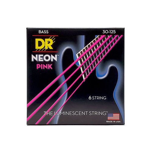 Dr Npb6-30 - Hi-Def Neon - Pink, Jeu Guitare Basse, 6 Cordes Medium 30-125