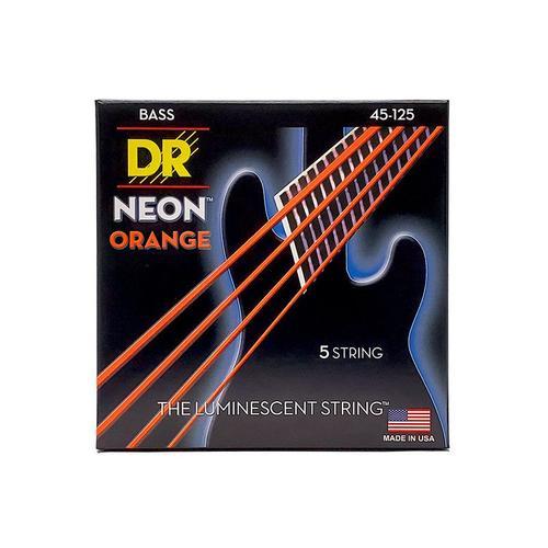 Dr Nob5-45 - Hi-Def Neon - Orange, Jeu Guitare Basse, 5 Cordes Medium 45-125