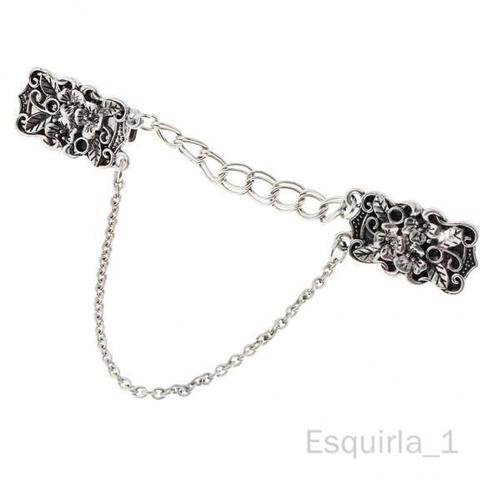 Esquirla 6xantique Argent Fleur Cardigan Clips Châle Haussement D'épaules Pull Col Fermoirs Chaîne