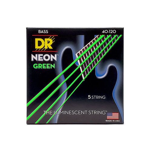 Dr Ngb5-40 - Hi-Def Neon - Green, Jeu Guitare Basse, 5 Cordes Light 40-120