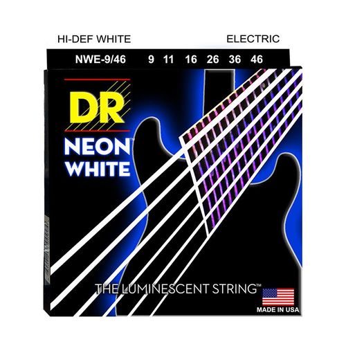 Dr Nwe-9-46 - Hi-Def Neon - White, Jeu Guitare Électrique, Light À Medium 9-46