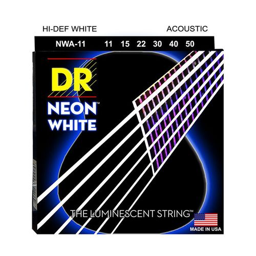 Dr Nwa-11 - Hi-Def Neon - White, Jeu Guitare Acoustique, Custom Light 11-50