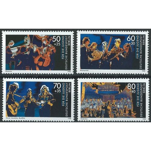 Berlin 1988 Allemagne Fédérale 4 Timbres Neufs** Série Sur La Jeunesse Et La Musique N° 770 771 772 773