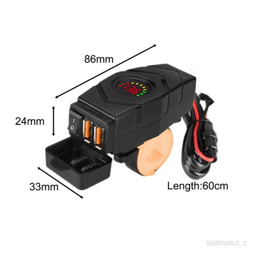 USB moto déconnexion rapide Double adaptateur USB pour tablette PC lumière rouge