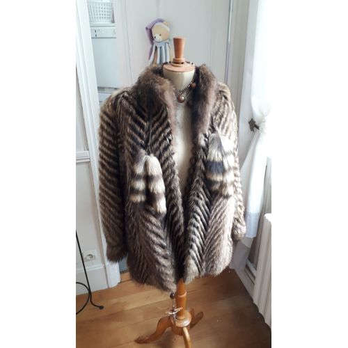 Authentique Veste En Fourrure De Marmotte, Etat Impeccable