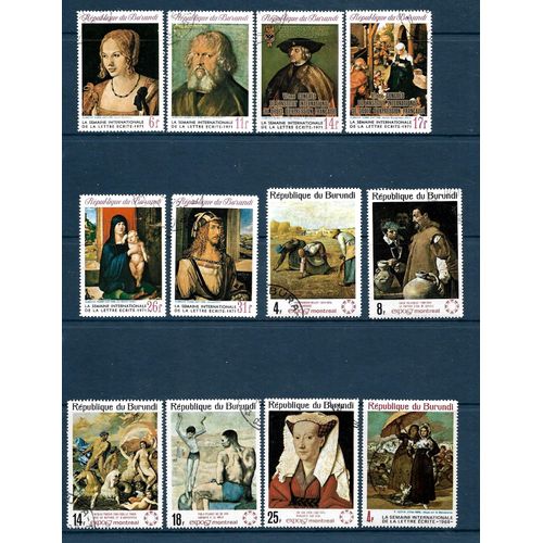 Burundi-Tableaux-Lot De 12 Timbres Oblitérés-Très Bon Etat