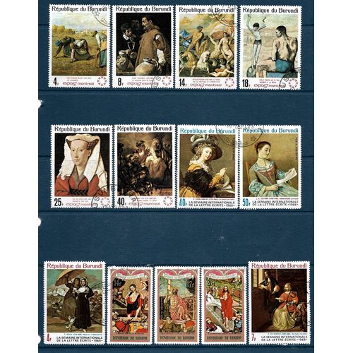 Burundi-Tableaux-Lot De 13 Timbres Oblitérés-Très Bon Etat