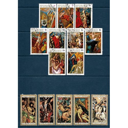 Burundi-Chemin De Croix-Lot De 14 Timbres Oblitérés-Très Bon Etat
