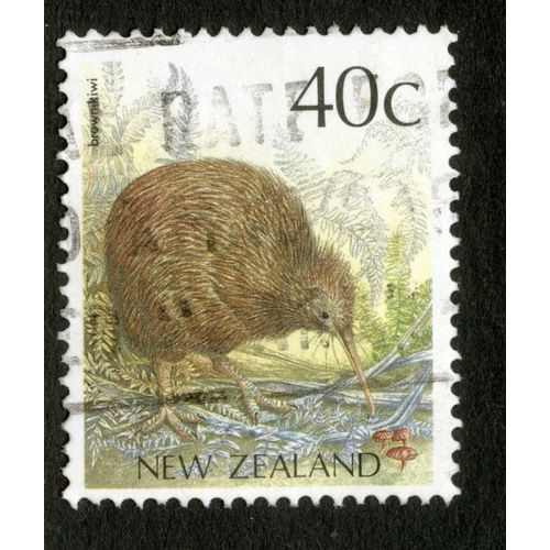 Timbre Oblitéré New Zealand, Brown Kiwi, 40 C
