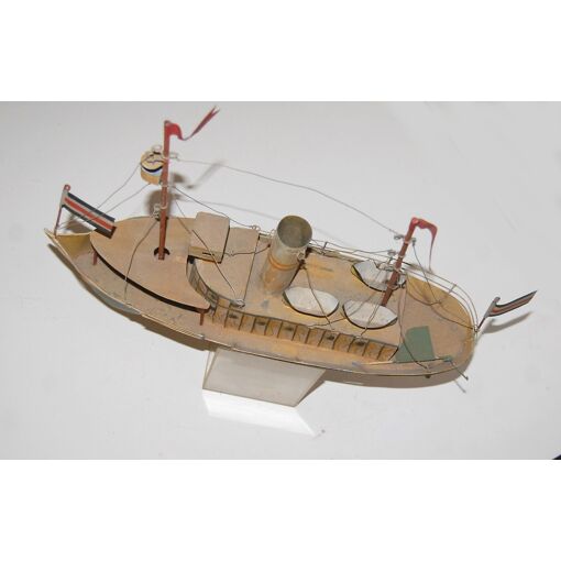 Bateau Jouet En Tôle - Modèle Vintage - Occasion - Pour Collection Ou Décoration