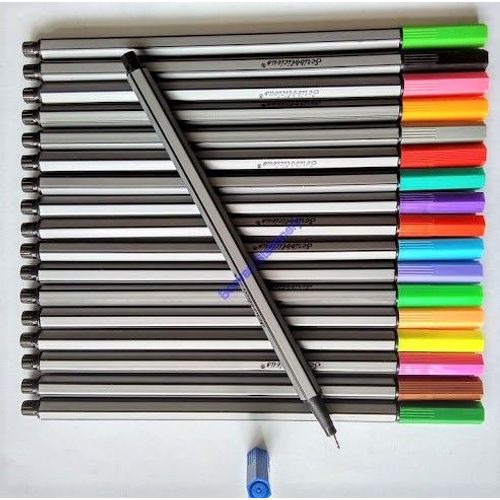 18 Feutres Pointe Fine Stylo Dessin Marqueur Couleur Fluo Lavables Pointe 0,4 Corps Gris Fineliner