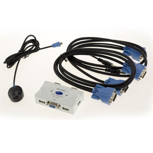 Boitier de Partage KVM Switch Souris Clavier Ecran pour 2 PC - VGA/USB - Automatique et avec Télécommande