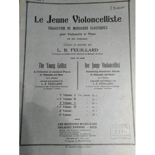 Le Jeune Violoncelliste - Volume 2 A - Collection De Morceaux Classiques Pour Violoncelle Et Piano