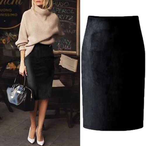 Longue Jupe Bleu Navy 40 Femme Woman Skirt Daim
