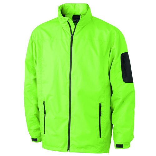 Veste Coupe-Vent - Homme - Jn1041 - Vert Lime Et Noir