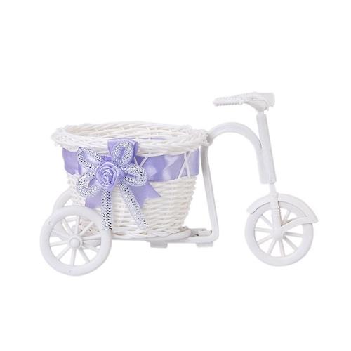 Tricycle Panier À Fleurs En Osier Pour Vase À Fleurs Et Cadeau Decoration Rangement-Blanc Violet
