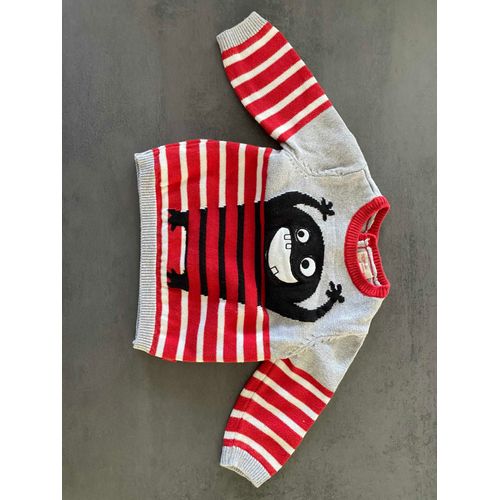 Pull Raye Rouge Et Gris Du Pareil Au Même