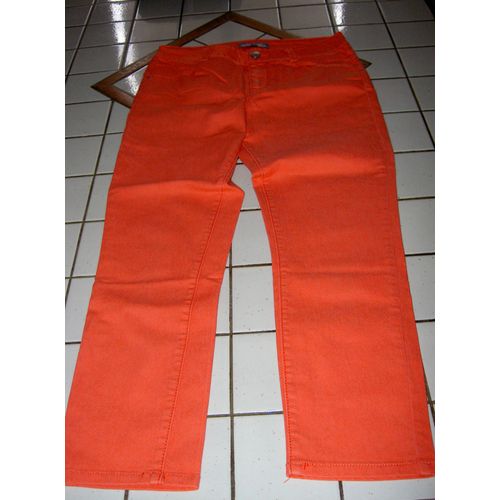 Pantalon Jean Coupe Droite Couleur Orange Cache-Cache Modèle My Fashion Basic Taille 16 Ans Ou 36