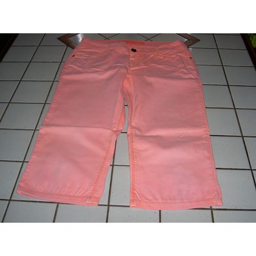 Pantacourt Jean Coupe Droite Couleur Rose Clair Cache-Cache Modèle Denim Story Taille 16 Ans Ou 36