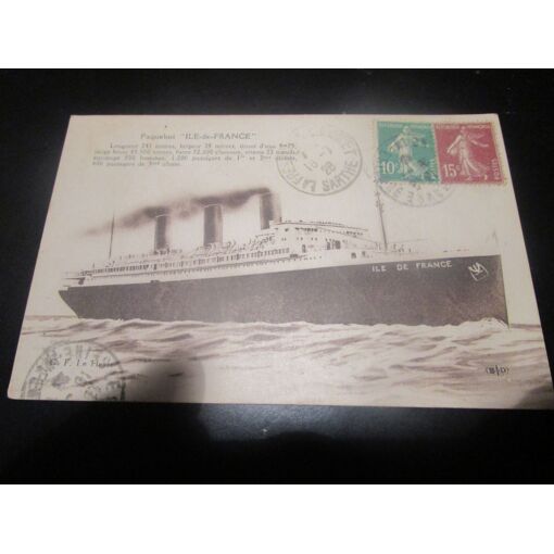 Carte Postale Ecrite 1928 Timbree Paquebot Ile De France Rakuten