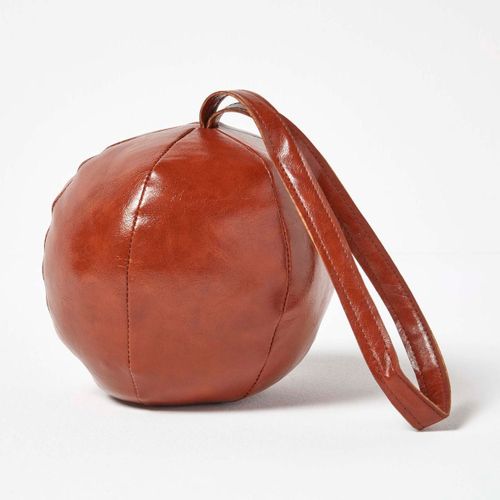 Cale-porte en simili cuir marron