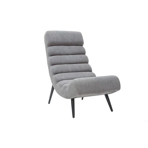 Fauteuil Design Tissu Effet Velours Gris Et Métal Noir Taylor