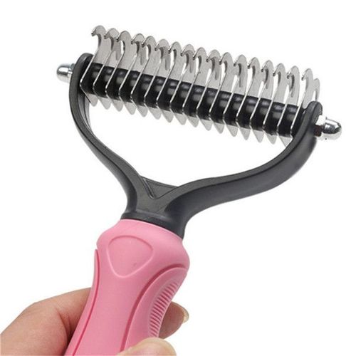 Brosse Chien/Chat, Peigne Déméloir Professionnel, - 2 Côtés De Râteau De Démêlage Pour Chien Et Chat (Rose)