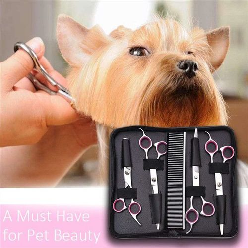 (8 Pcs)6 Pouces Ciseaux Pour Animaux De Compagnie Cisaillement Ensemble Chien Toilettage Outils Cheveux Coupe Set,Rose