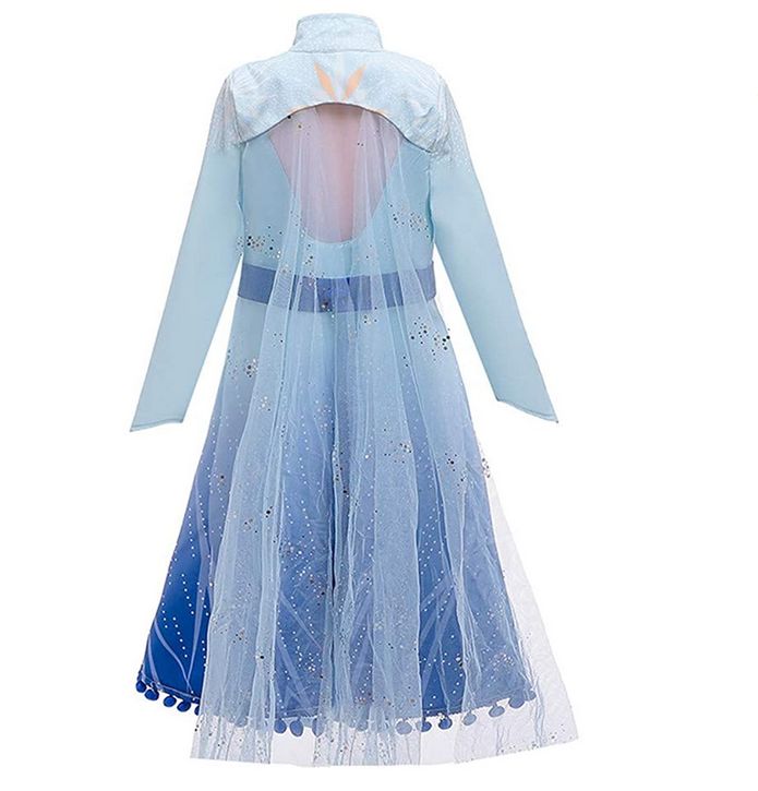 2019 Film Reine des Neiges 2 Princesse Elsa Fille Robe Deguisement Combinaison 3 pcs Veste/Robe/Pants Cosplay Costume