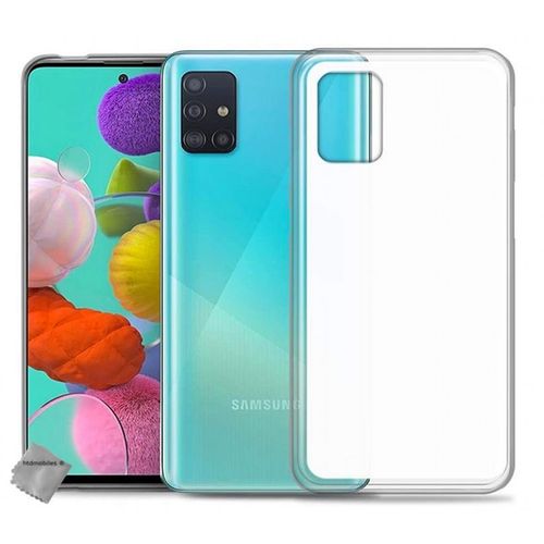 Housse Etui Coque Pochette Silicone Gel Fine Pour Samsung Galaxy A51 + Film Ecran - Blanc Transparent