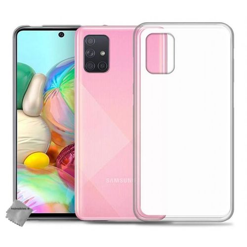 Housse Etui Coque Pochette Silicone Gel Fine Pour Samsung Galaxy A71 + Film Ecran - Blanc Transparent