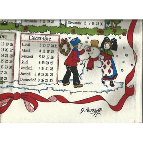 Torchon Calendrier 2007 Signé Georges Ratkoff