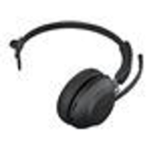 Jabra Evolve2 65 MS Mono - Micro-casque - sur-oreille - convertible - Bluetooth - sans fil - USB-C - isolation acoustique - noir - avec support de chargement - Certifié pour Microsoft Teams