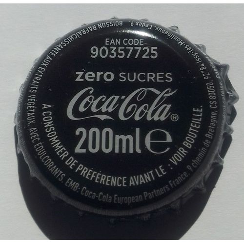 France Capsule Crown Cap Coca Cola Zéro Sucres 200 Ml Ean Code 90357725