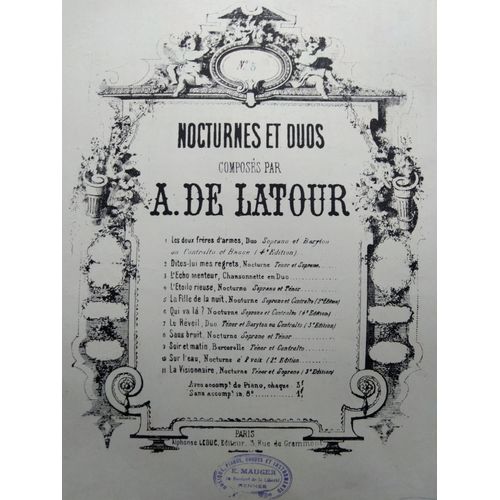 La Fille De La Nuit (Noctur,E À Deux Voix) - Paroles De Mme Laure Jourdain - Musique D'aristide De Latour - Collection Nocturnes Et Duos N°5