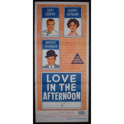 Audrey Hepburn * Love In The Afternoon - Ariane * Billy Wilder - Film 1957 - Affiche De Cin?ma Originale Australienne - 33x76 Cm - Daybill Movie Poster * Gary Cooper; Audrey Hepburn Maurice Chevalier