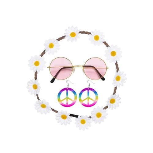 Kit Hipppie Avec Bandeau, Boucle D'oreilles, Lunettes