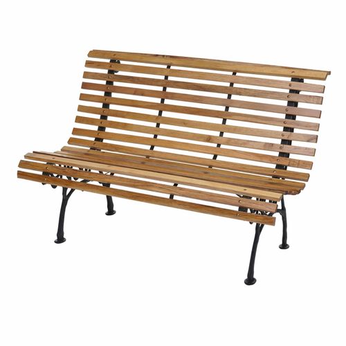 Banc De Jardin Hwc-F97, Banc Du Parc, Banquette En Bois, Fonte, 3 Places, 122cm, 22kg   Marron Clair