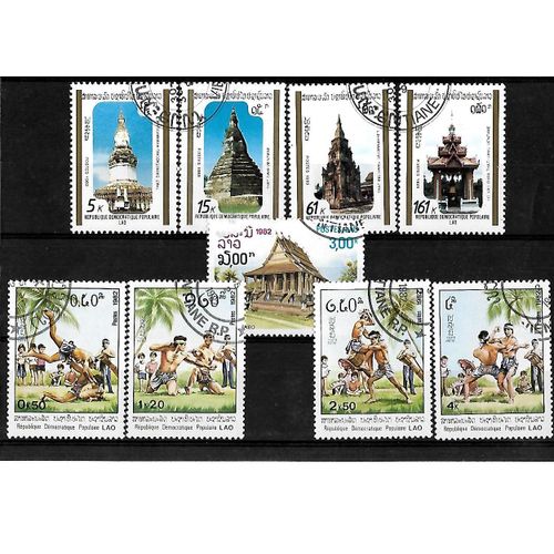 Laos-Lot De 9 Timbres Oblitérés-Très Bon Etat