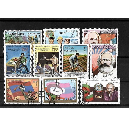Laos-Lot De 10 Timbres Oblitérés-Très Bon Etat