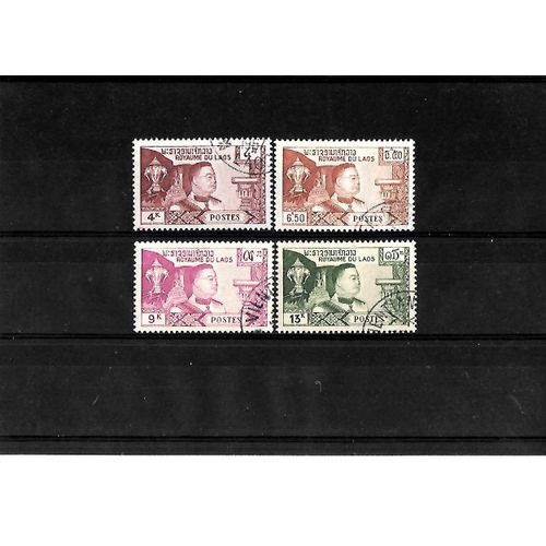Laos-1959-Patrie, Religion, Monarchie Et Constitution Du N° 55 Au N° 58-Lot De 4 Timbres Oblitérés-Très Bon Etat