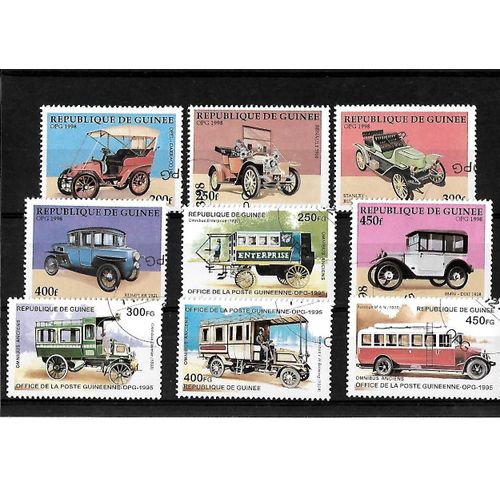 Guinée-Moyens De Transport Anciens-Lot De 9 Timbres Oblitérés-Très Bon Etat