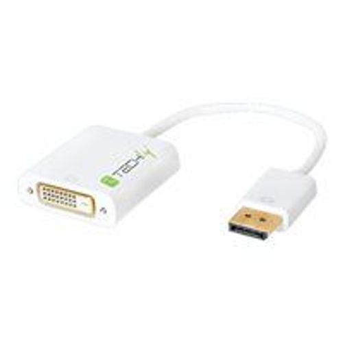 TECHly - Adaptateur vidéo - liaison double - DisplayPort (M) pour DVI-D (F) - DisplayPort 1.2 - 15 cm - démarré, moulé, support 1080p - blanc