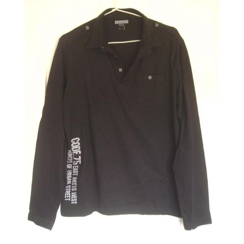 Polo Noir " Code 75 Forces Of Urban Street " - Manches Longues - In Extenso - Taille L