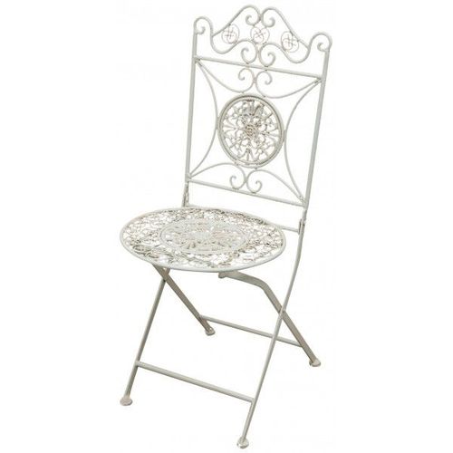 Chaise Pliante Complet De Salle À Manger De Jardin D'extérieur En Fer Forgé Finition Blanc Antique Diam.39x96 Cm