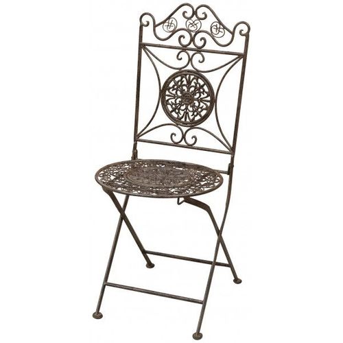 Chaise Pliant De Salle À Manger De Jardin D'extérieur En Fer Forgé Complet Finition Rouille Antique Diam.39x96 Cm
