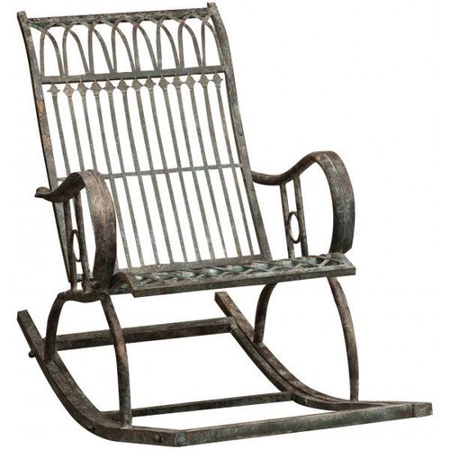 Fauteuil À Bascule En Fer Forgé Finition Rouille Patinée L127xpr64xh90 Cm