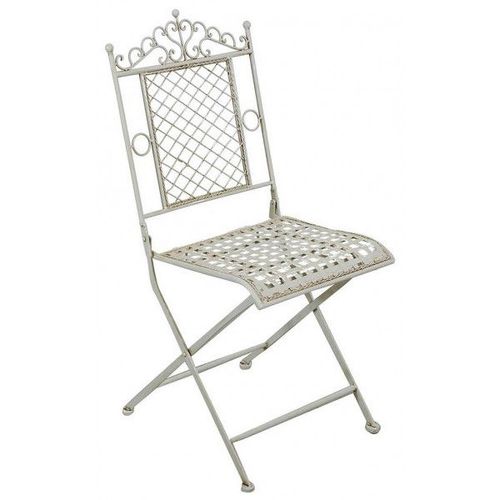 Chaise Pliante De Salle À Manger De Jardin D'extérieur En Fer Forgé Blanc Antique 41x49x96 Cm