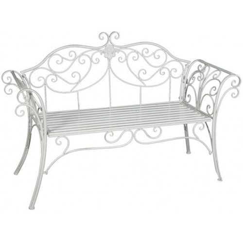 Banc En Fer Forgé Finition Blanche Patinée L133xpr47xh90 Cm