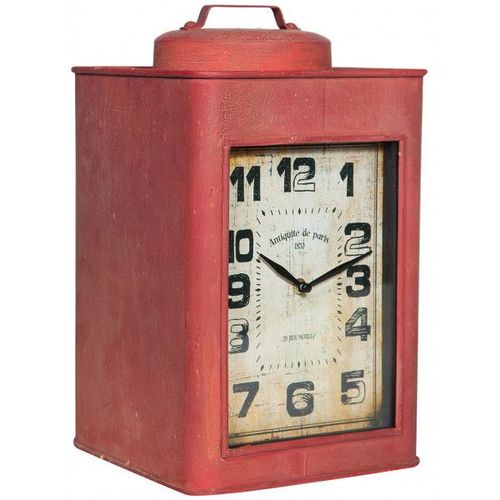 Horloge d'appui fait en fer, finition rouge patinée L24xPR24xH39 cm